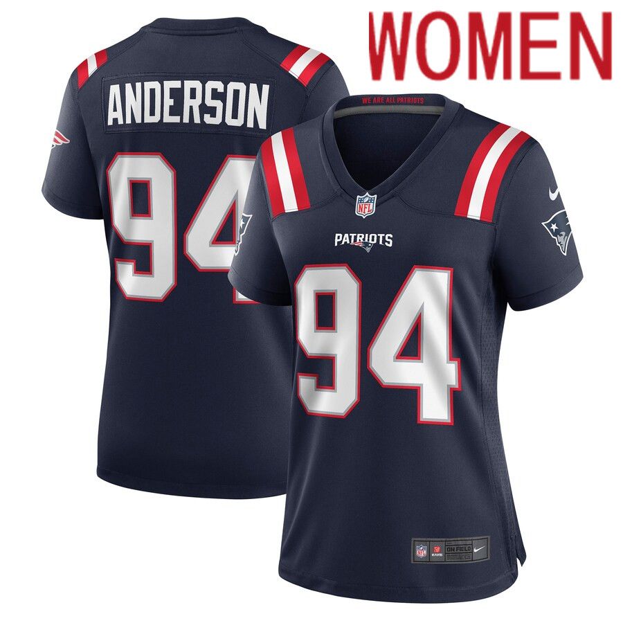 Women New England Patriots #94 Henry Anderson Nike Navy Game NFL Jersey->customized nfl jersey->Custom Jersey